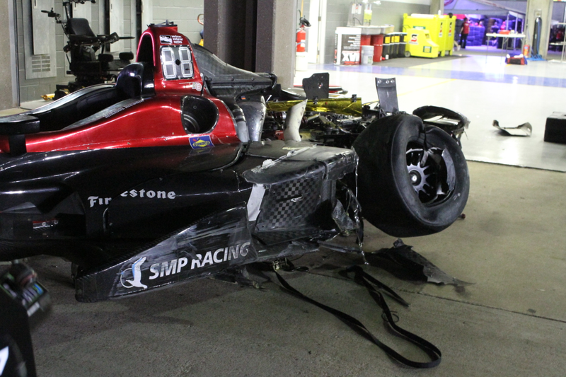 Close-up of Aleshin’s damaged rear end.